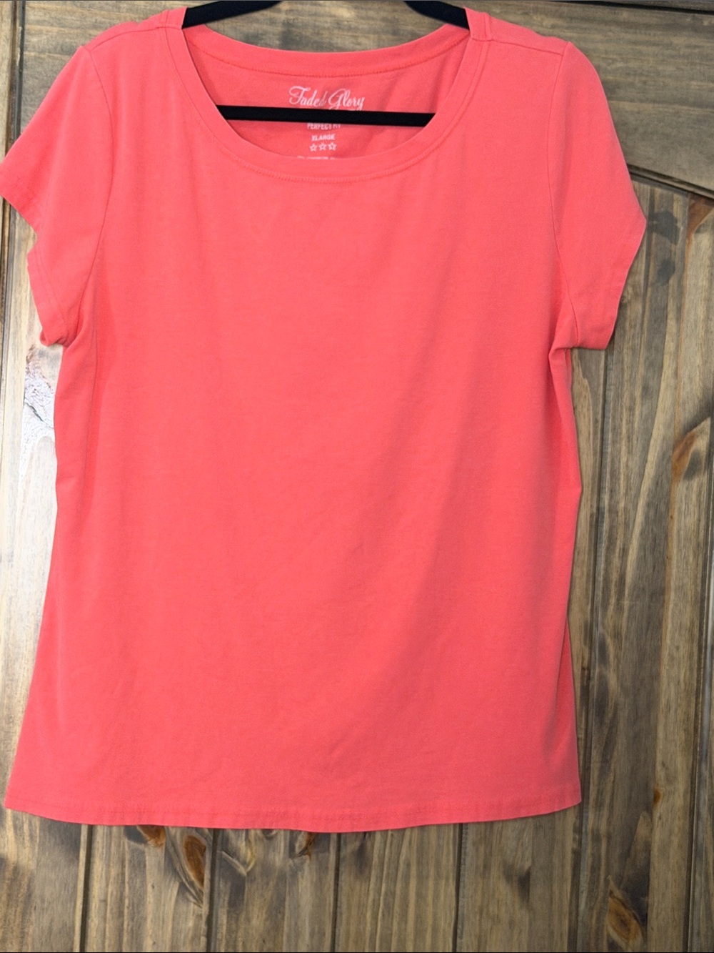 Faded Glory Coral-Red Short Sleeve Crewneck Tee